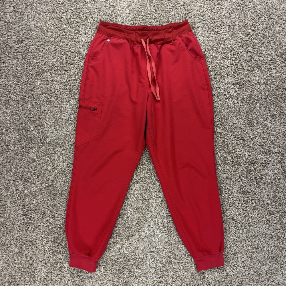 FIGS Scrub Set Womens XL Red Zamora Jogger Pants V-Neck Top Technical Collection